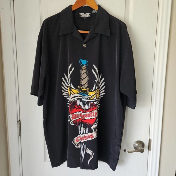 Dragonfly Clothing Co. XXL Short Sleeve Shirt Dagger thru the Heart Double Sided - Picture 1 of 4